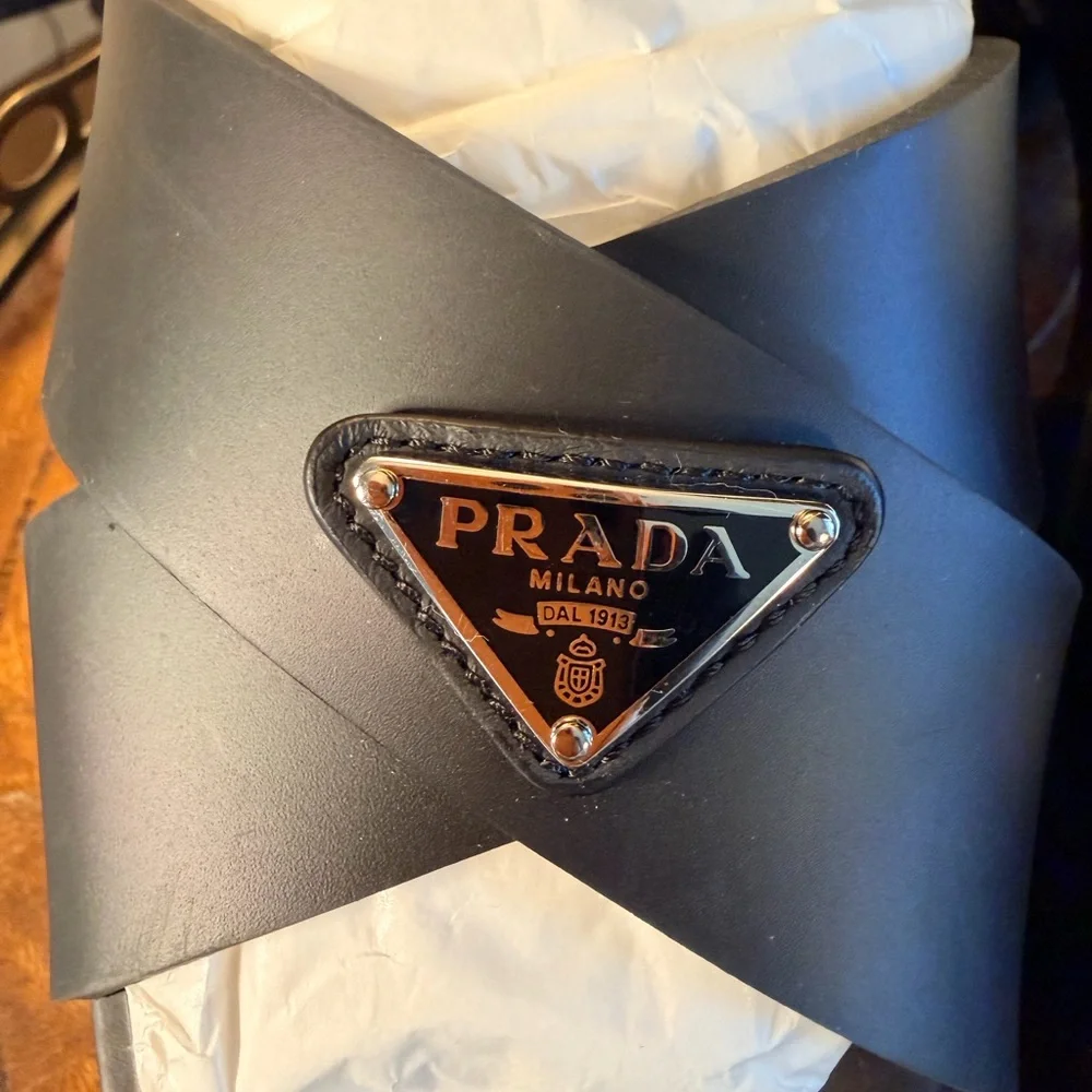 Prada Black Women’s Platform Logo Sandals - Picture 5 of 5